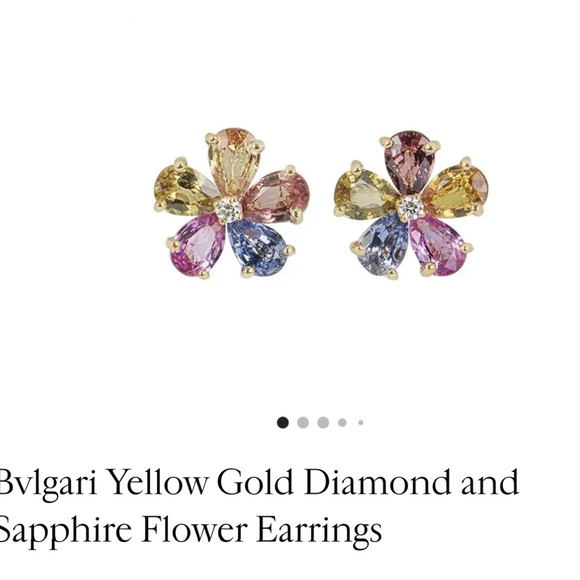 Bulgari Gold Earrings with Multicolor Sapphires and Diamonds - Picture 1 of 4